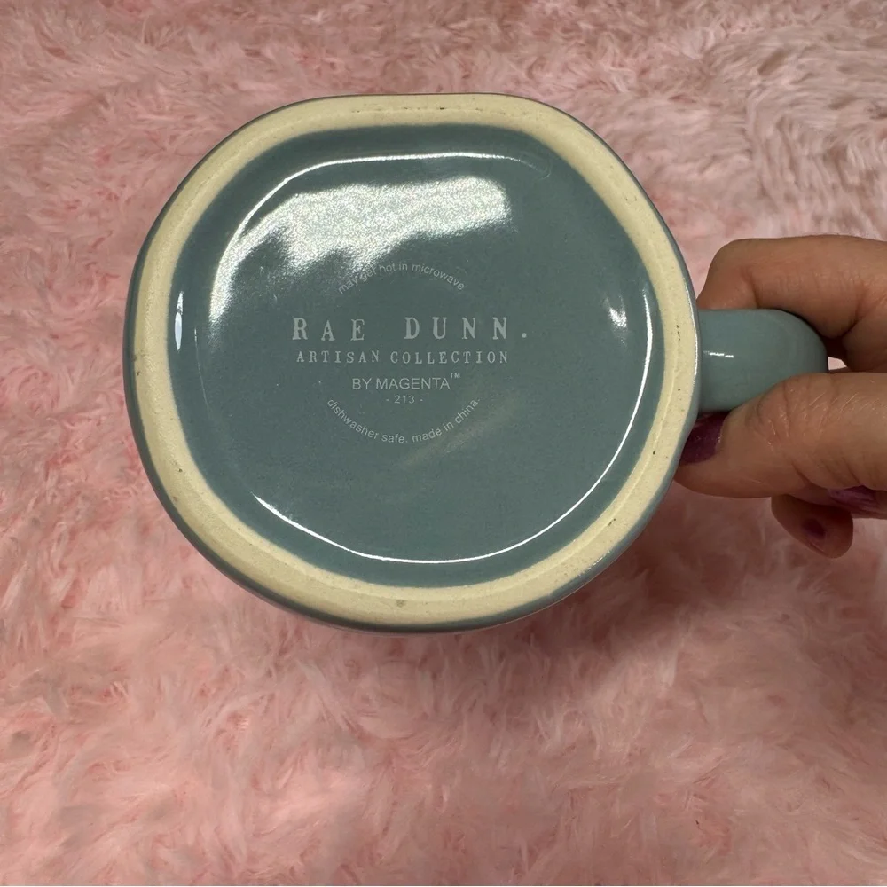 Gray / blue Ceramic coffee tea Mug Rae Dunn large cup Paws Off Animal dog cat - Picture 4 of 6